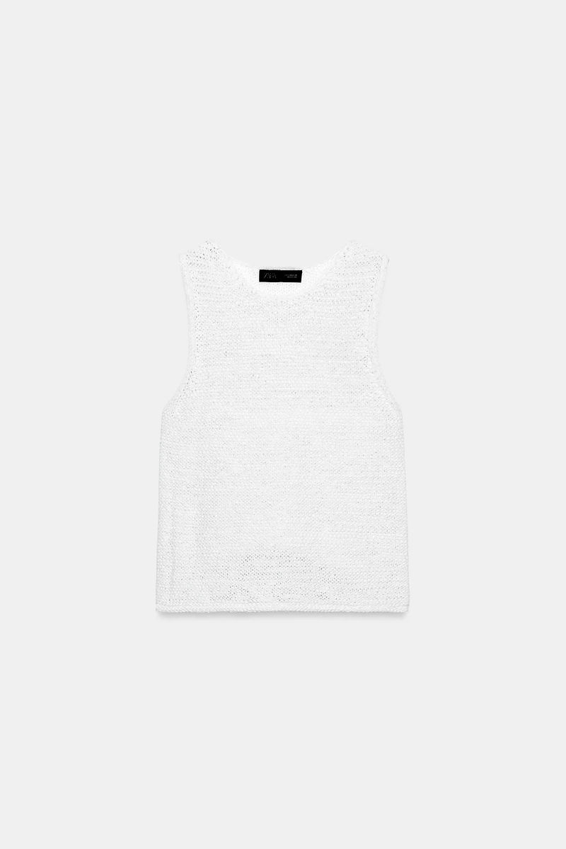 TOP EN MAILLE SANS MANCHES