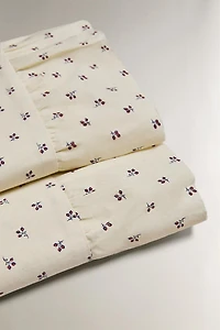 CHILDREN'S FLORAL PRINT FLAT SHEET WITH RUFFLE