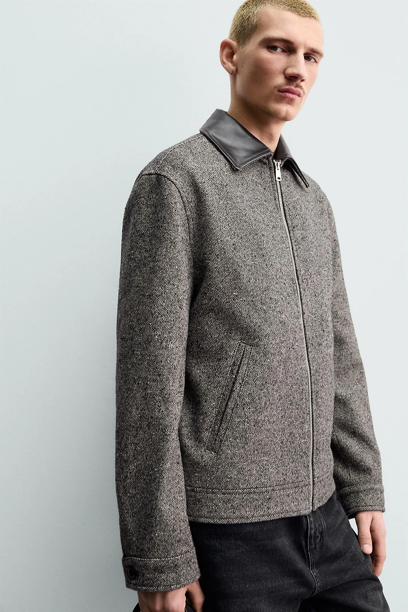 LEATHER TRIM TEXTURED JACKET ORIGINS