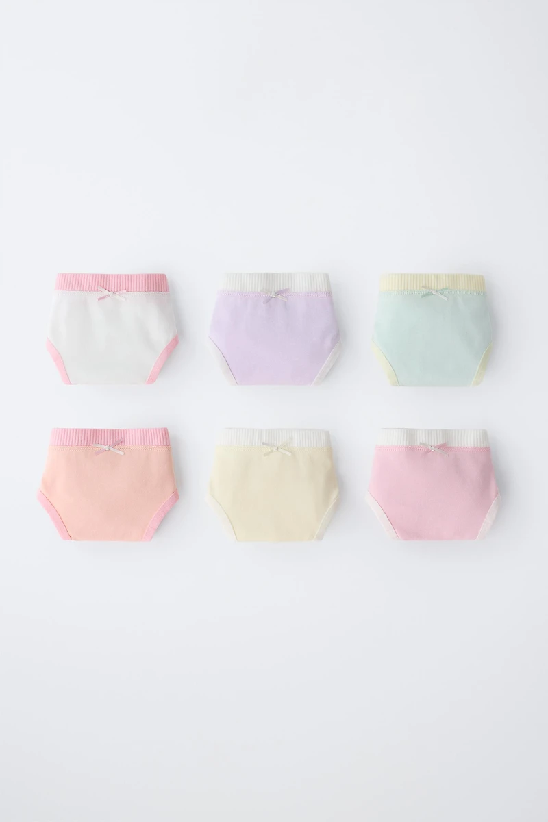 6-14 ANS/ LOT DE SIX CULOTTES CONTRASTE