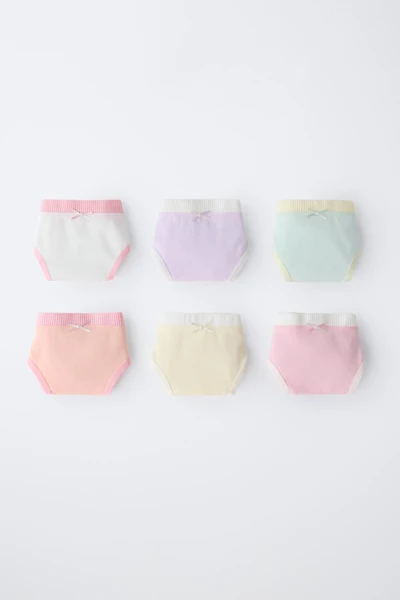 6-14 ANS/ LOT DE SIX CULOTTES CONTRASTE