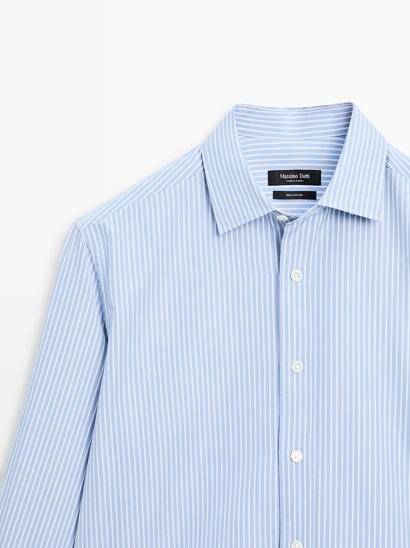 100% cotton striped poplin shirt