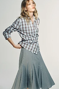PLAID WRAP POPLIN SHIRT
