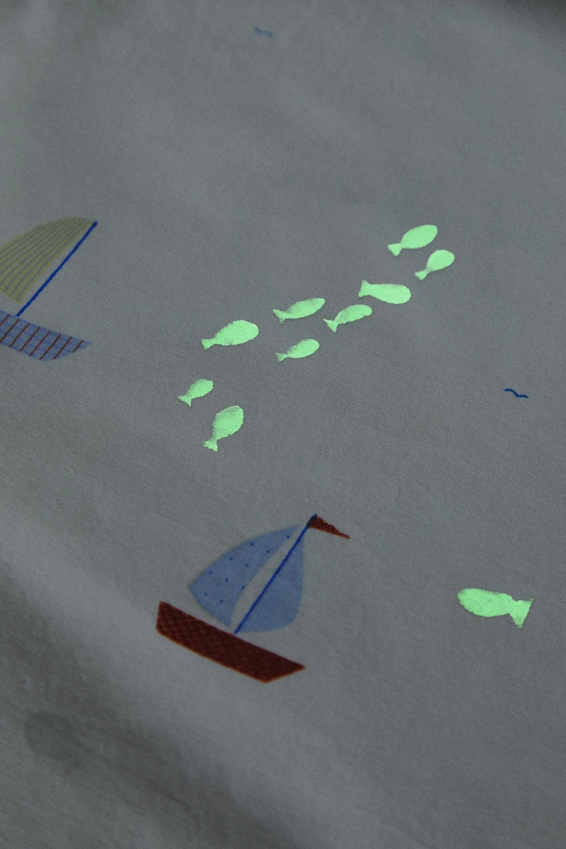 KIDS SAILBOAT COTTON FLAT SHEET