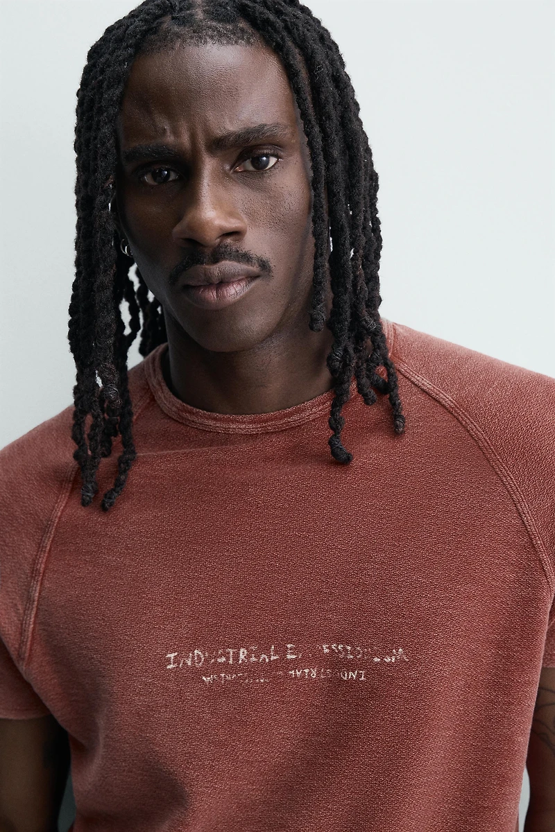 WASHED PRINTED KNIT T-SHIRT