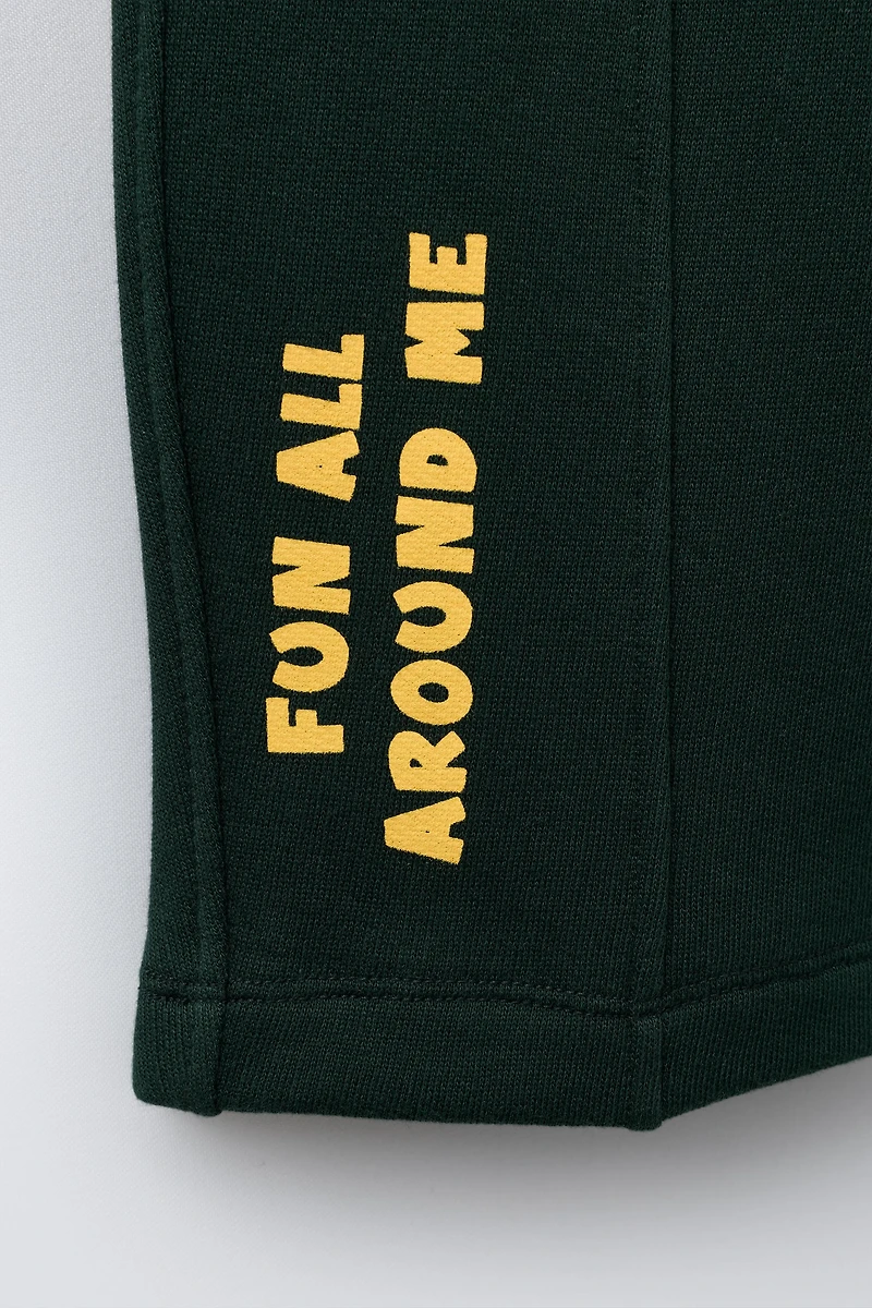 TEXT PRINT BALLOON PLUSH PANTS