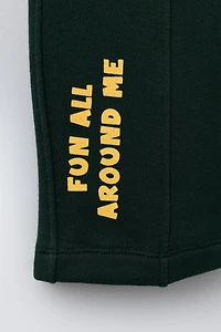 TEXT PRINT BALLOON PLUSH PANTS