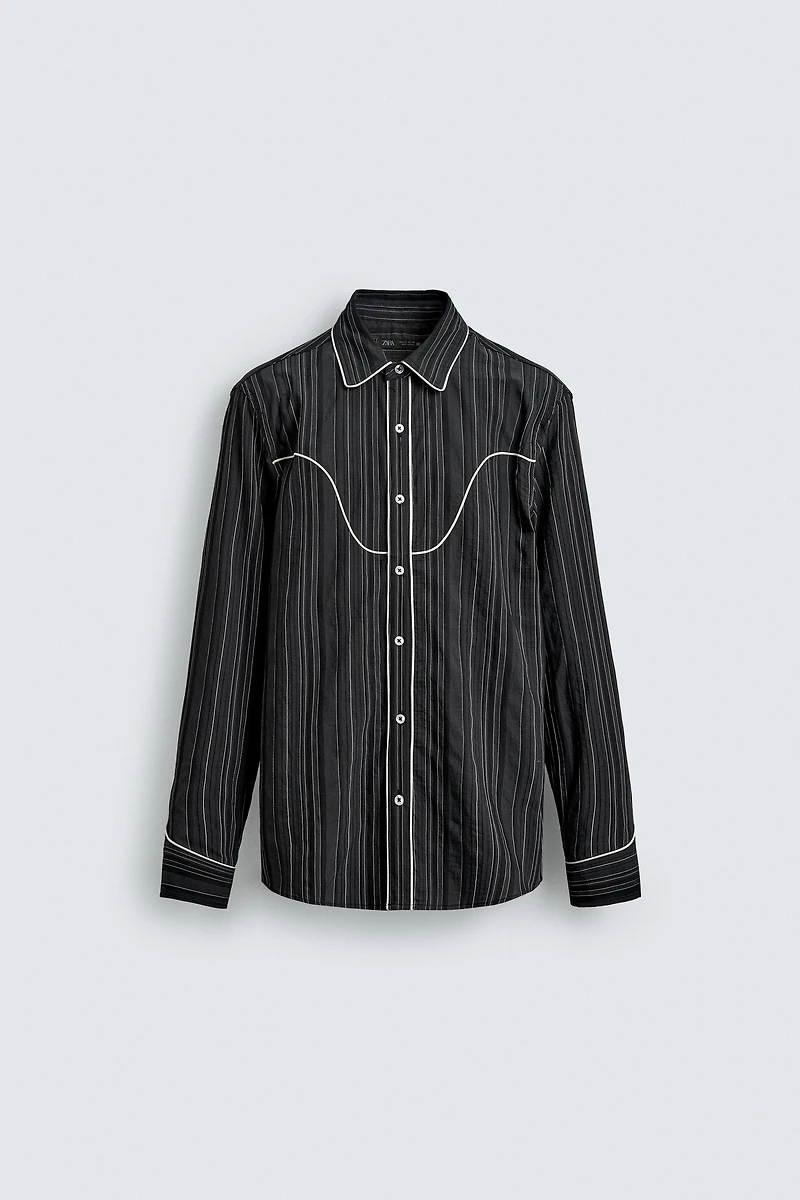 CONTRAST PIPING WESTERN SHIRT