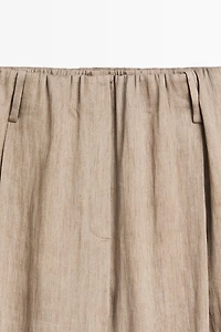 Satin pleated pants with elastic detail - STUDIO