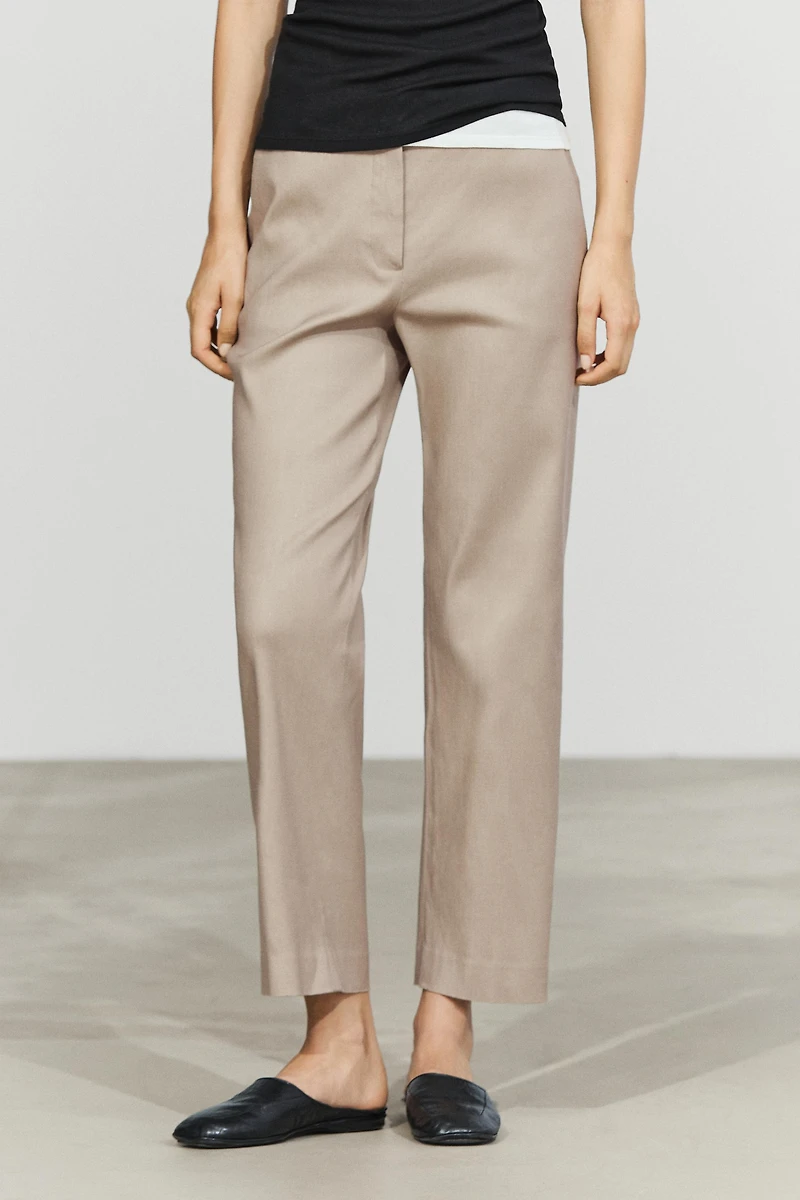 pantalon droit en lin