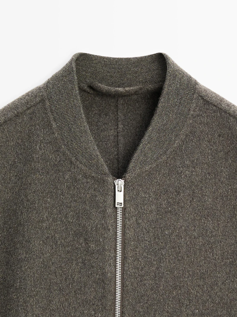 Wool blend bomber jacket