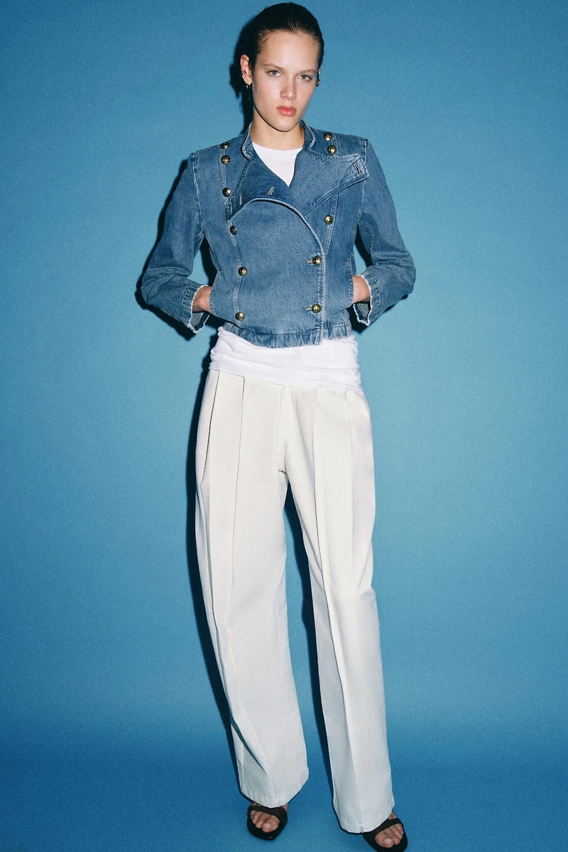 ZW COLLECTION SHOULDER PAD DENIM JACKET