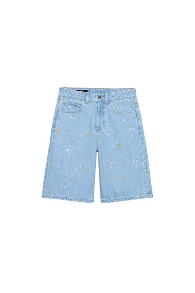 Z1975 EMBROIDERED FLORAL DENIM SHORTS SET