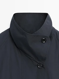 High neck technical trench coat