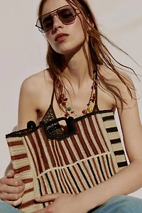STRIPED WOVEN JUTE BAG