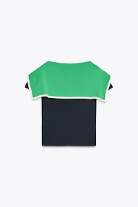 TOP EN MAILLE REVERS CONTRASTANT