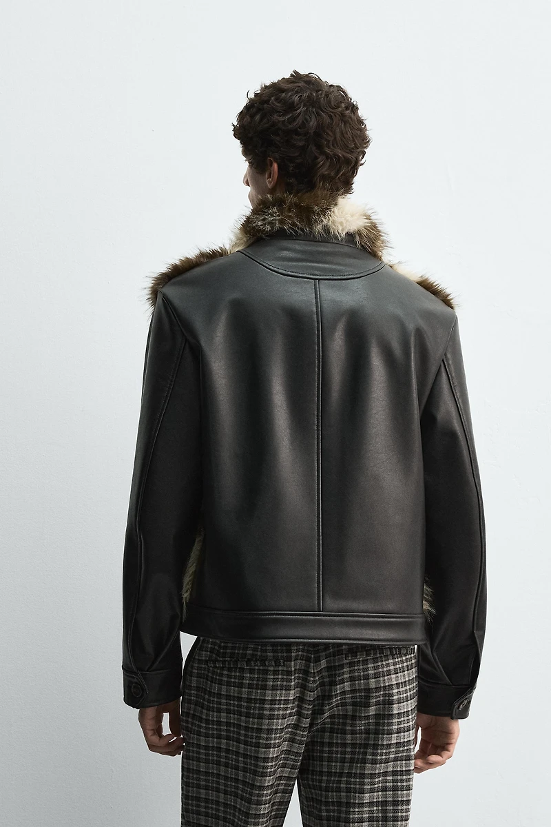 CONTRAST FAUX LEATHER JACKET HARRY LAMBERT FOR ZARA X DISNEY