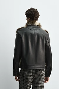 CONTRAST FAUX LEATHER JACKET HARRY LAMBERT FOR ZARA X DISNEY