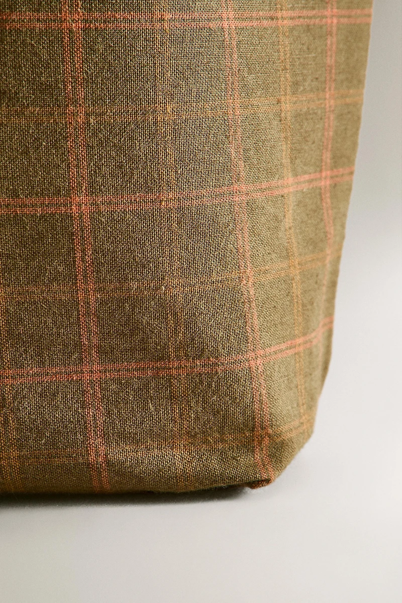 CHECK COTTON LINEN PICNIC BAG