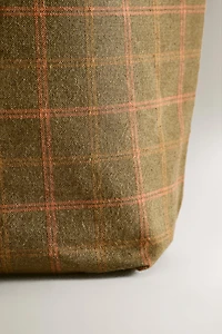 CHECK COTTON LINEN PICNIC BAG