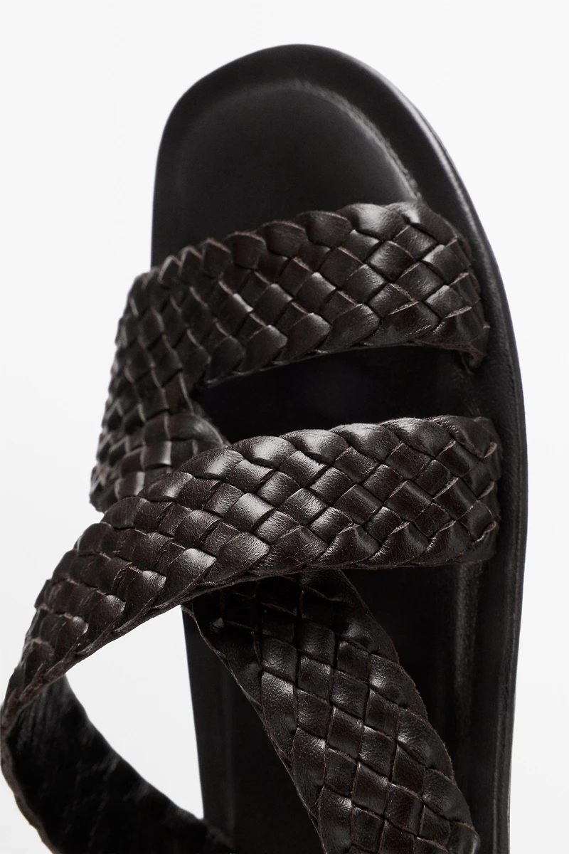 Braided leather sandals