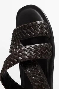 Braided leather sandals