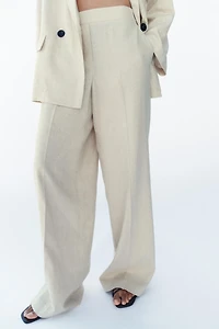 LINEN STRAIGHT LEG PANTS