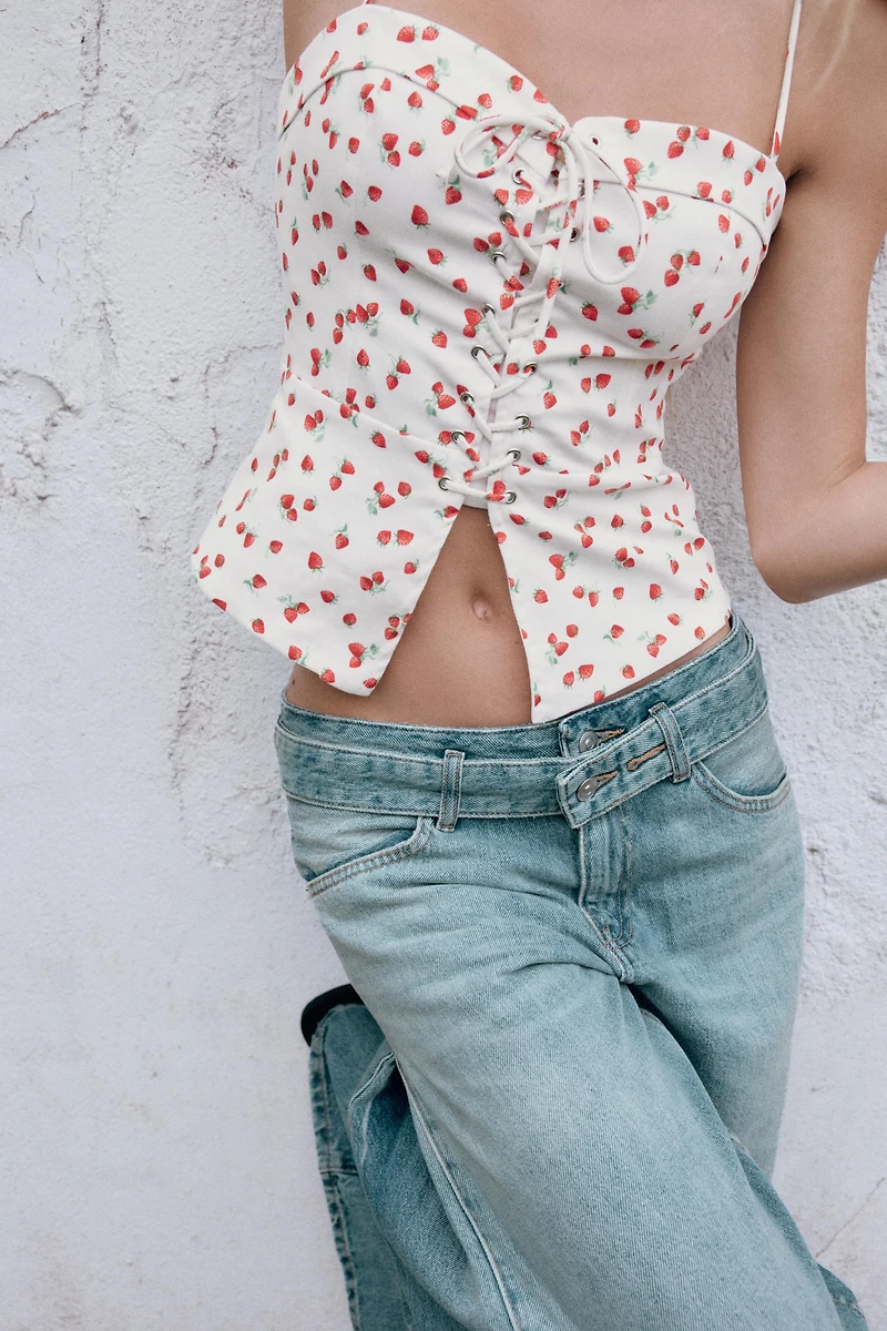 STRAWBERRY PRINT CORSET TOP