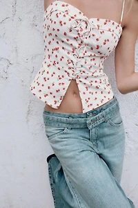 STRAWBERRY PRINT CORSET TOP