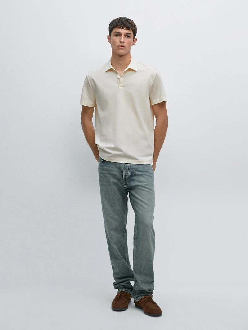 Short sleeve polo shirt with contrast seam detail