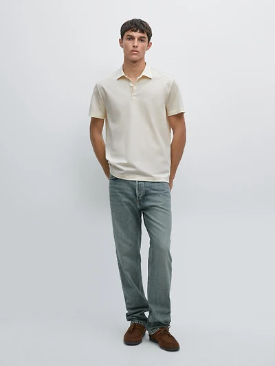 Short sleeve polo shirt with contrast seam detail