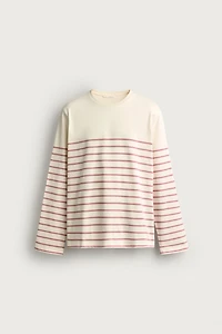 RELAXED FIT JACQUARD STRIPE T-SHIRT