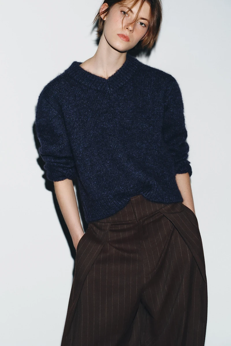 BALLOON STRIPED PLEATED PANTS