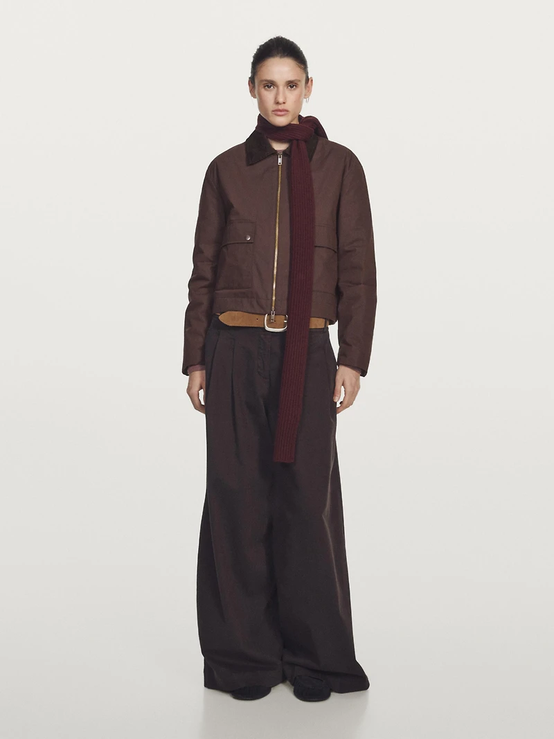 Veste courte avec col en velours côtelé