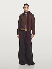 Veste courte avec col en velours côtelé