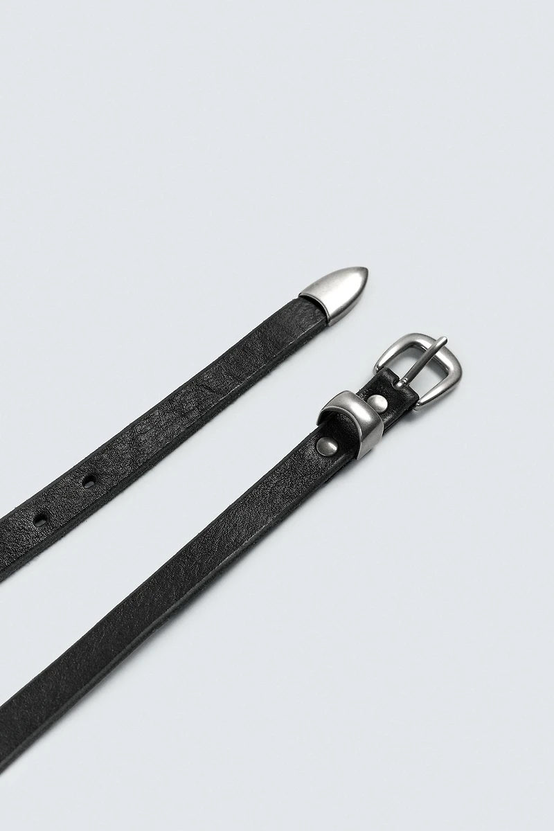 VINTAGE EFFECT LEATHER BELT