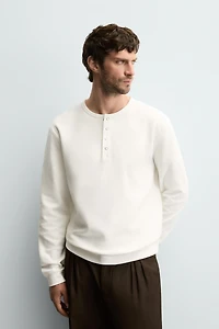 RIBBED BUTTON-FRONT TOP
