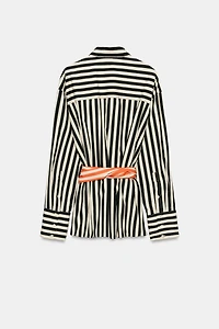 STRIPED SHIRT WITH CONTRASTING BELT