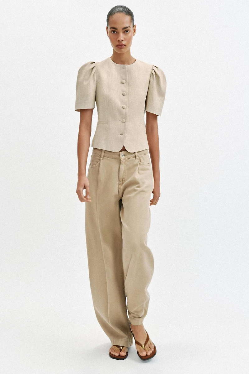 VESTE À MANCHES COURTES BOUFFANTES
