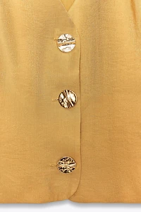 GOLD BUTTON SATIN EFFECT TOP