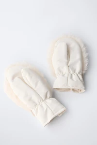 CURLY FAUX FUR MITTENS SKI COLLECTION