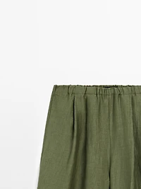 Pantalon droit fluide en lin mélangé