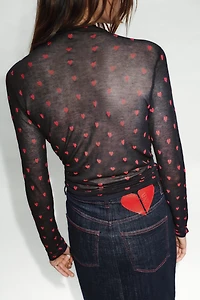 FINE KNIT HEART TOP