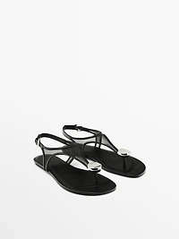 Mesh sandals with rhinestone detail