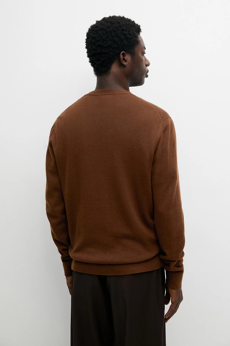 Pull maille col rond coton et laine
