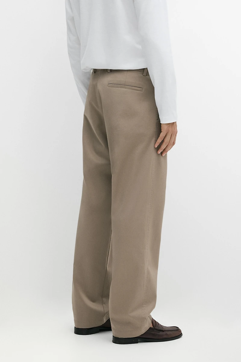 Cotton blend straight-leg pants