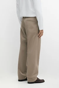 Cotton blend straight-leg pants