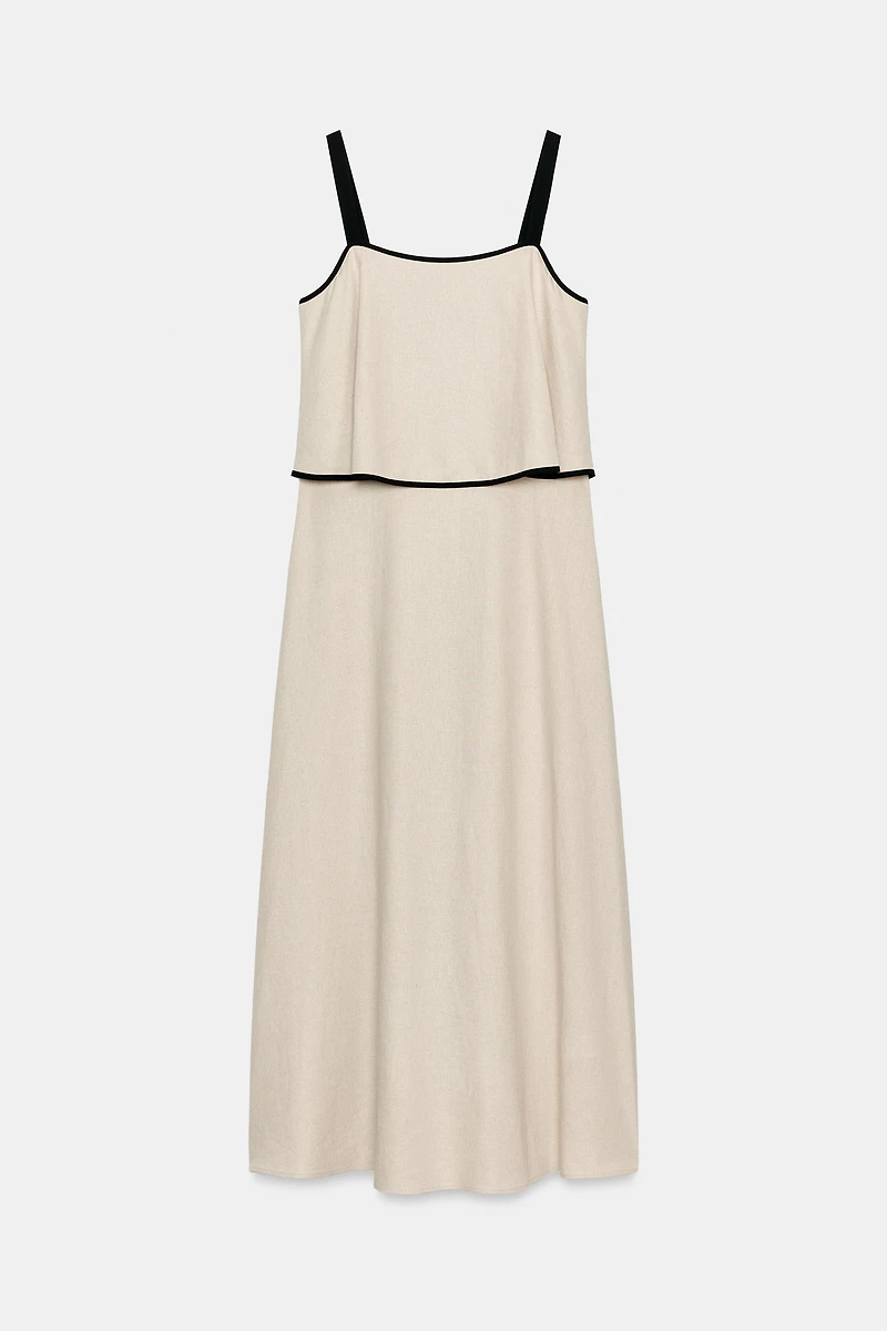 LINEN BLEND MIDI DRESS
