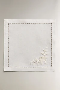 PACK OF EMBROIDERED LINEN COCKTAIL NAPKINS (PACK OF 4)