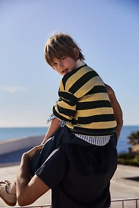 STRIPED POLO SWEATSHIRT